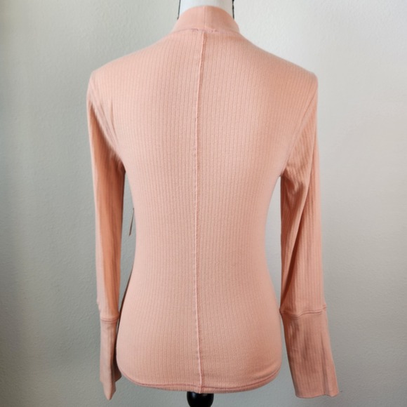 INTIMATELY‎ FREE PEOPLE Peach Pink The Rickie Mock Neck Long Sleeve Shirt Medium - Picture 10 of 14